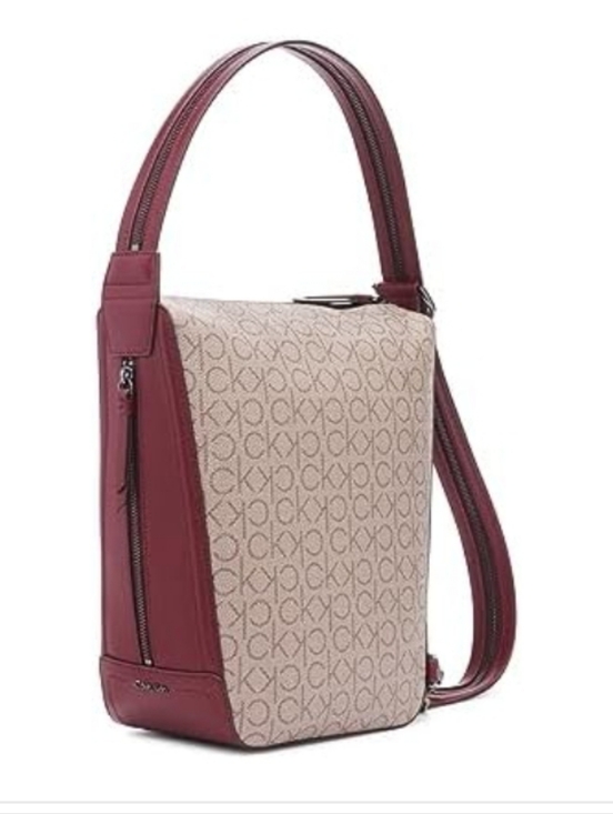 Calvin Klein Jeans Handbags - New Calvin Klein Monogram Canvas Moss Convertible Bucket Crossbody & Tote Bag